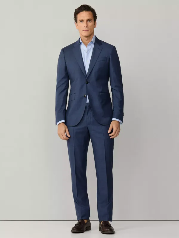 Hackett London Sharkskin Wool Belgravia Suit Jacket, Blue