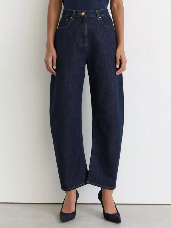 Reiss Petite Levitt Barrel Fit Jeans, Dark Blue