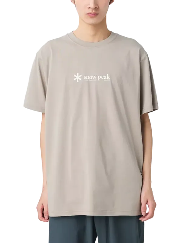 Snow Peak Logo Crew Neck Cotton T-Shirt, Greige