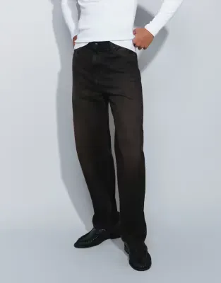 Aaron tapered regular fit jeans in dirty black wash