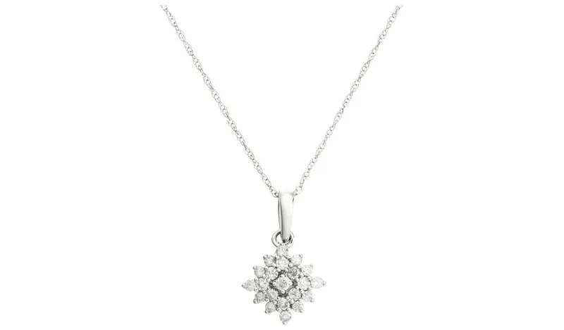 Revere 9ct White Gold 0.25ct Diamond Pendant Necklace