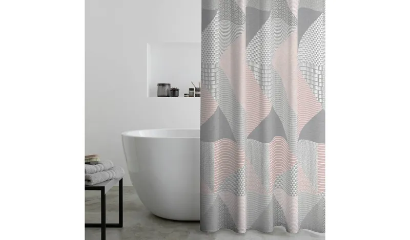 Catherine Lansfield Larsson Geo Shower Curtain - Pink