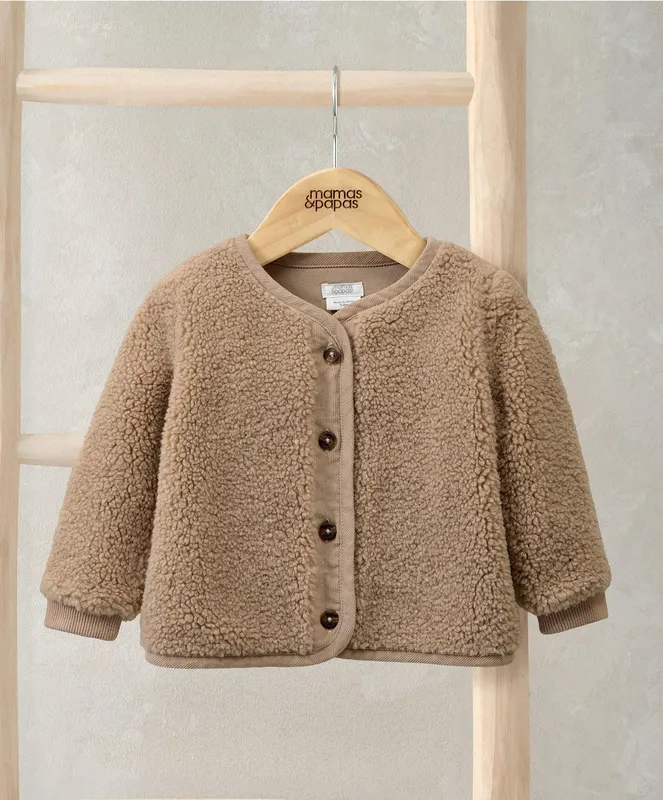 Mamas & Papas Fully Lined Borg Jacket with Rib Cuffs