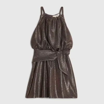 Mini Girls Brown Metallic Dress
