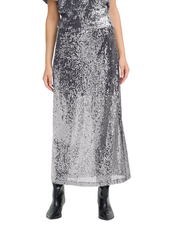 ICHI Princa Sequin A-Line Midi Skirt