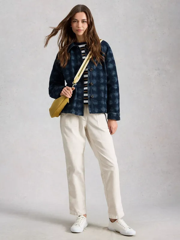 White Stuff Eden Jacquard Denim Jacket, Blue Denim