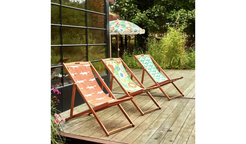 Habitat x Scion Folding Wooden Garden Deck Chair - Mr Fox