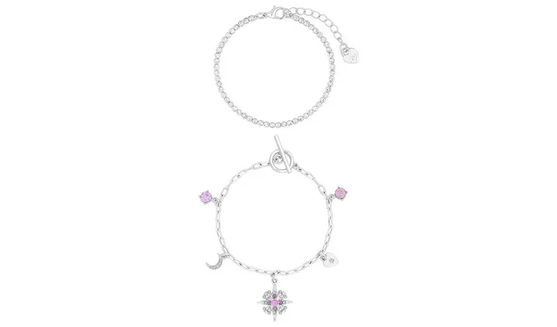 Lipsy Silver Colour Celestial Charm Bracelet Set of 2