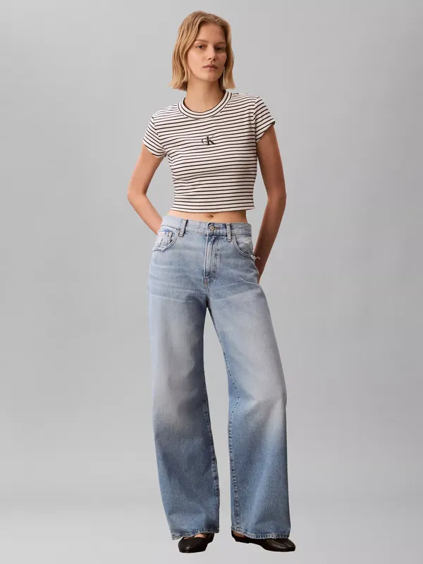 Calvin Klein Slim Fit Striped Cropped T-Shirt