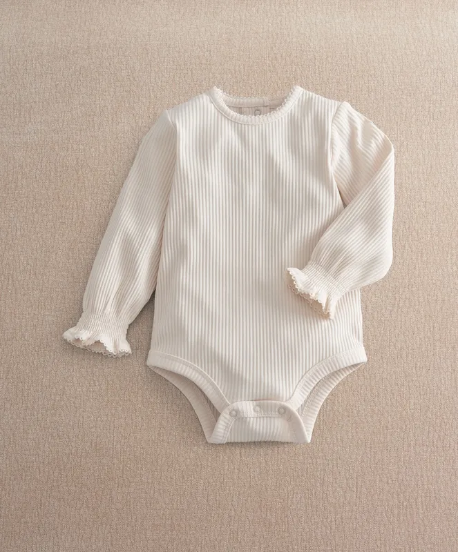 Mamas & Papas Long Sleeve Picot Trim Bodysuit