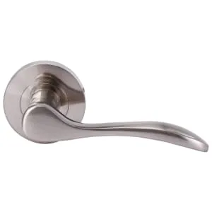 Paris Satin Nickel Round Rose Door Handle - 1 Pair