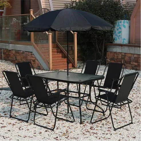 Linea 7-Piece Glass-Top Patio Dining Set