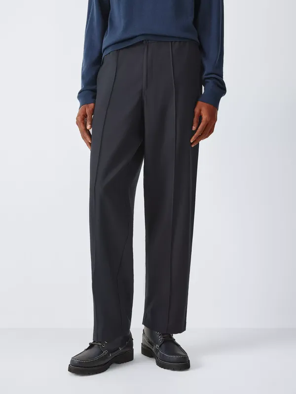 Kin Pintuck Wool Blend Trousers, Dark Navy