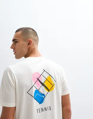 adidas Training t-shirt with tennis back print in white