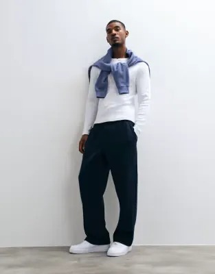 wide leg joggers in navy