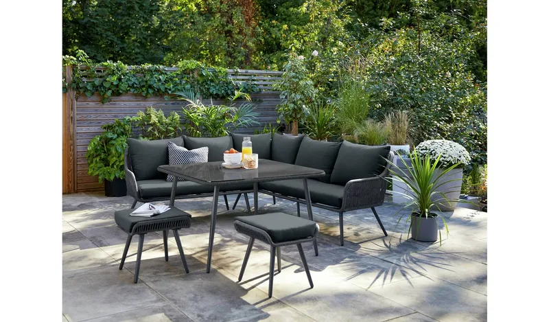 Habitat Malta 6 Seater Garden Corner Sofa Set- Black