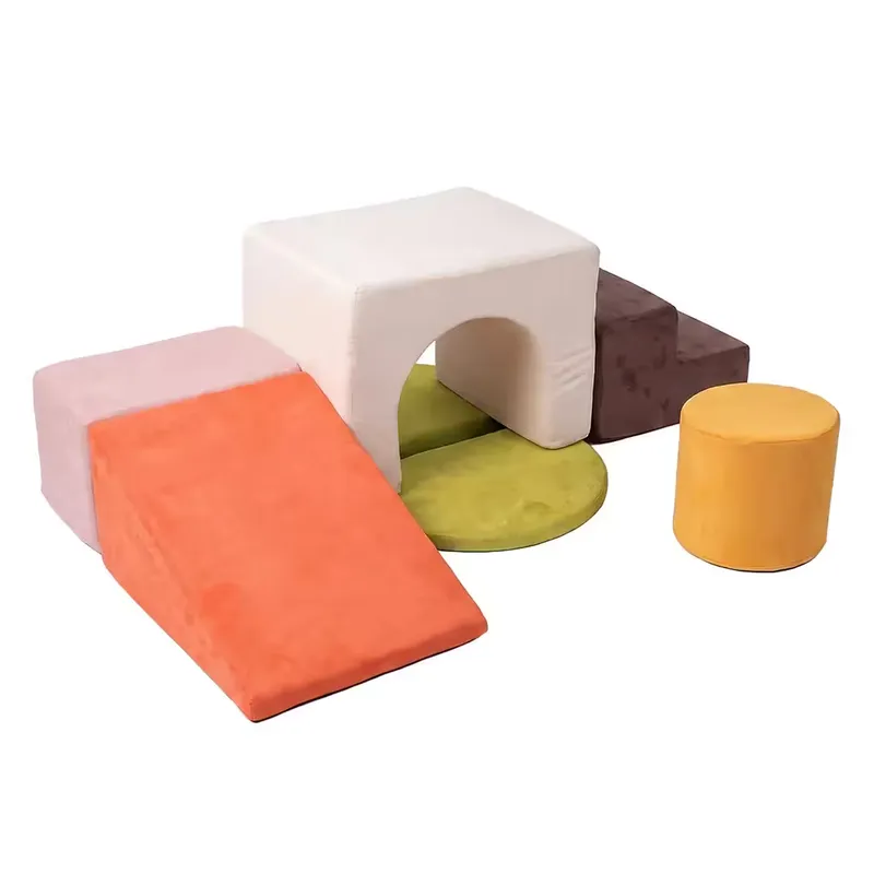 LEVEDE Dekko Soft Play Set Foam Blocks Baby Climbing Blocks Vellum Suede Multi-Colour