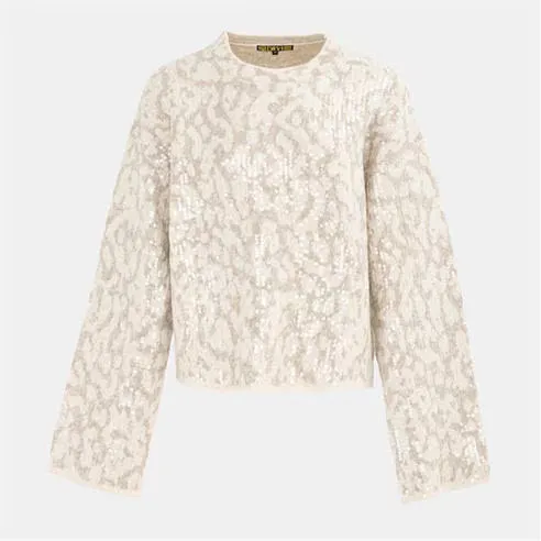 Biba Women's Leopard Print Long-Sleeve Crew-Neck Jumper
