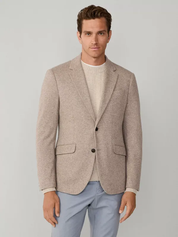 Hackett London Wool Blend Ascot Block Blazer, Taupe Beige