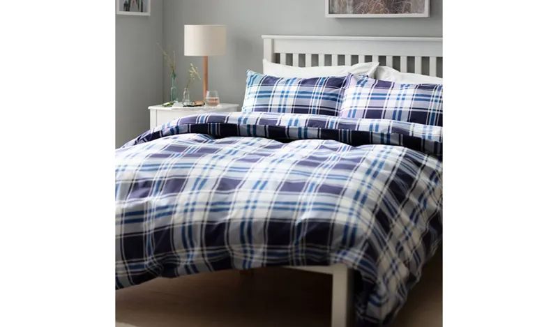 Argos Home Check Blue & White Bedding Set