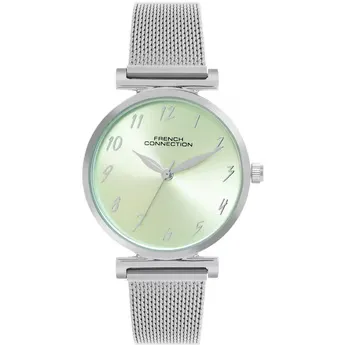 French Connection Silver Case Round Shape Silver Strap Quartz Watch