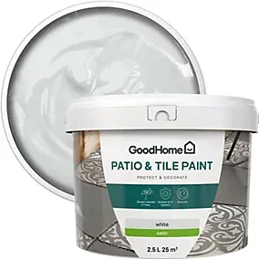 GoodHome White Satin Brick, concrete & stone Patio & tile paint, 2.5L