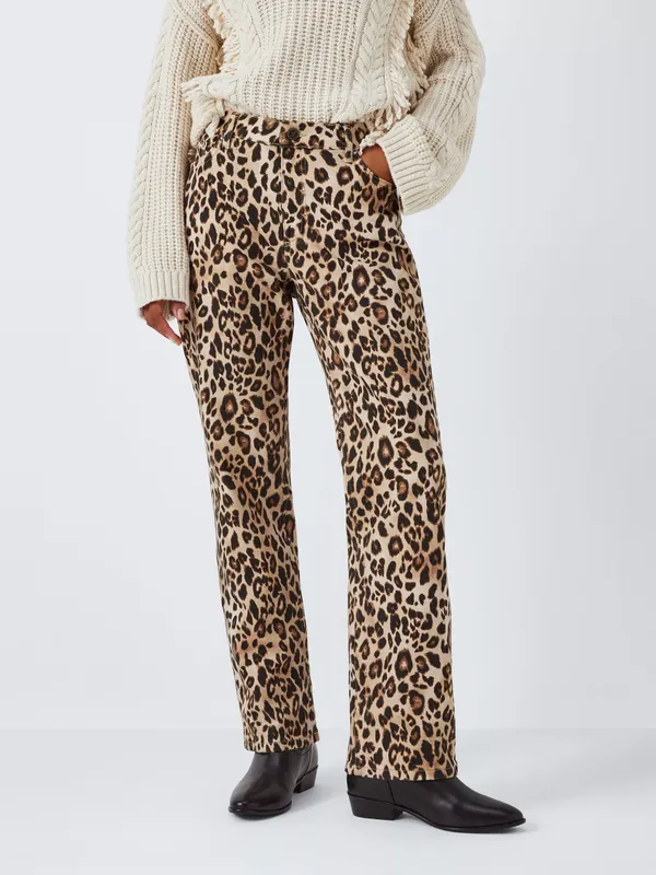 AND/OR Straight Leg Leopard Print Jeans, Leopard Print