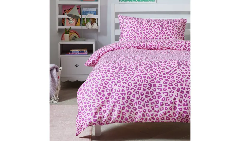 Argos Home Animal Print Pink Kids Bedding Set