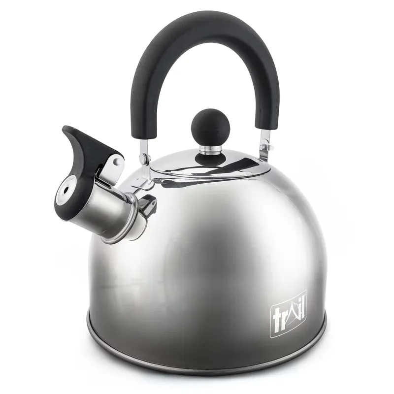 TRAIL OUTDOOR LEISURE 2L Whistling Kettle Stove Top Camping Stainless Steel Fast Boil Folding Handle
