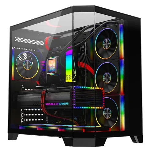 CiT DS360 PRO Black ATX Gaming Case With Dual Chamber Panoramic Tempered Glass
