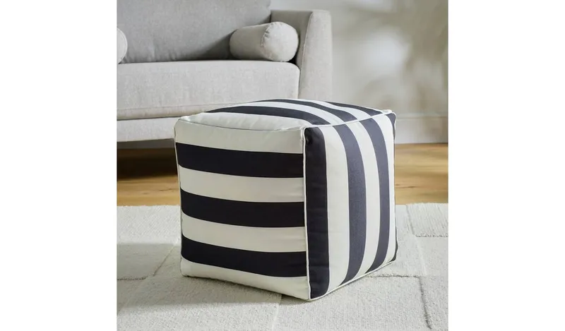 Argos Home Thea Fabric Pouffe - Black & White