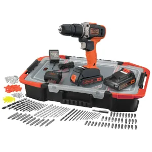 Black & Decker BCD003BAST-GB 18V Cordless Hammer Drill with 2 x 1.5Ah Batteries & Organiser