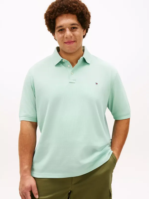 Tommy Hilfiger Plus Cotton Blend Regular Fit Short Sleeve Polo Shirt, Light Green