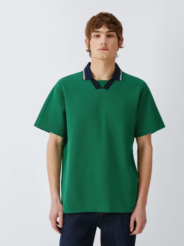 John Lewis Tipped Collar Waffle Textured Polo Shirt