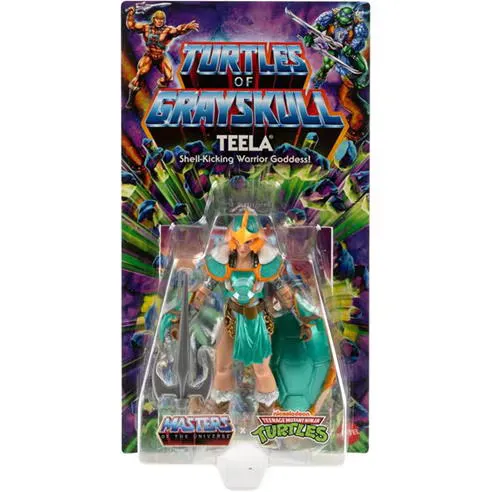 Master of the Universe Masters of the Universe Origins Turtles of Grayskull Teela Action Figure Toy in Turtle Inspired Armo
