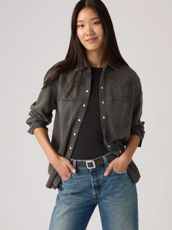 Levi's Teodora Denim Shirt, Chipped Blk Oyster