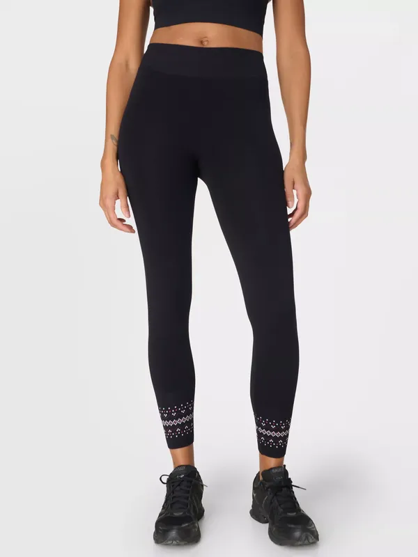 Sweaty Betty Fair Isle Base Layer Leggings, Black/Multi