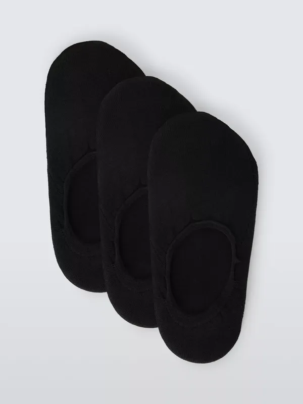John Lewis Invisible Terry Cotton Trainer Liner Socks, Pack of 3