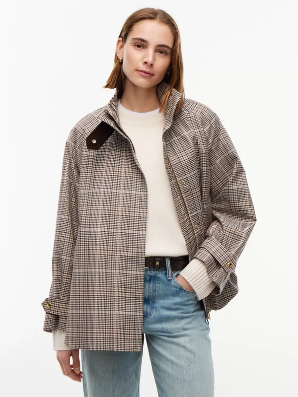 Tommy Hilfiger Check Raglan Sleeve Relaxed Cape Coat, Multi
