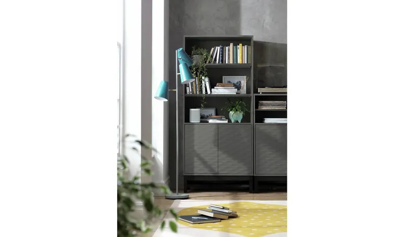 Habitat Zander Tall Textured Bookcase - Grey