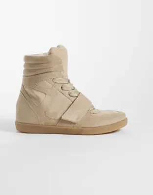 Damson concealed wedge trainers in taupe suedette