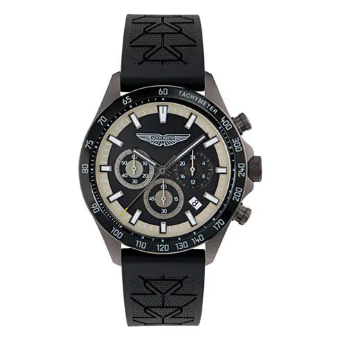 Aston Martin Mens SN71 Stainless Steel Rubber Strap Analogue Quartz Watch