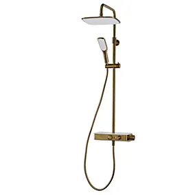 Triton Showers Matt Gold effect Surface-mounted Thermostatic Mixer Shower with 2 heads & 1.5m hose length