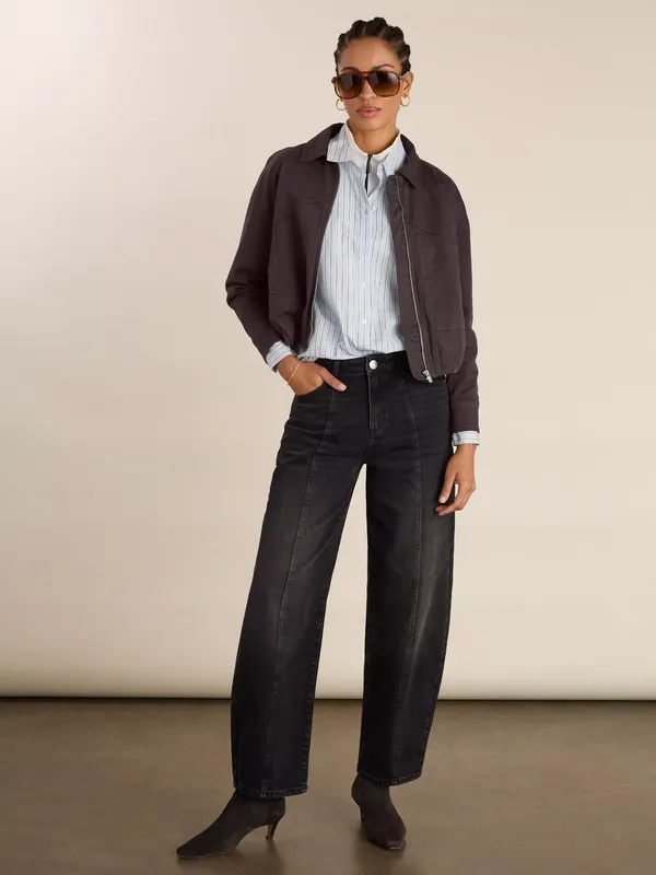 Baukjen Wyatt Barrel Leg Jeans, Washed Black