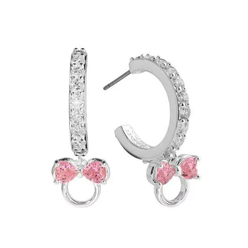 Minnie Mouse silver plated open hoop earrings