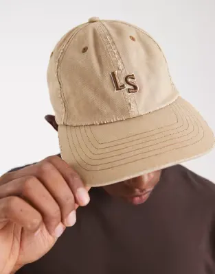 LS monogram logo cap in ecru