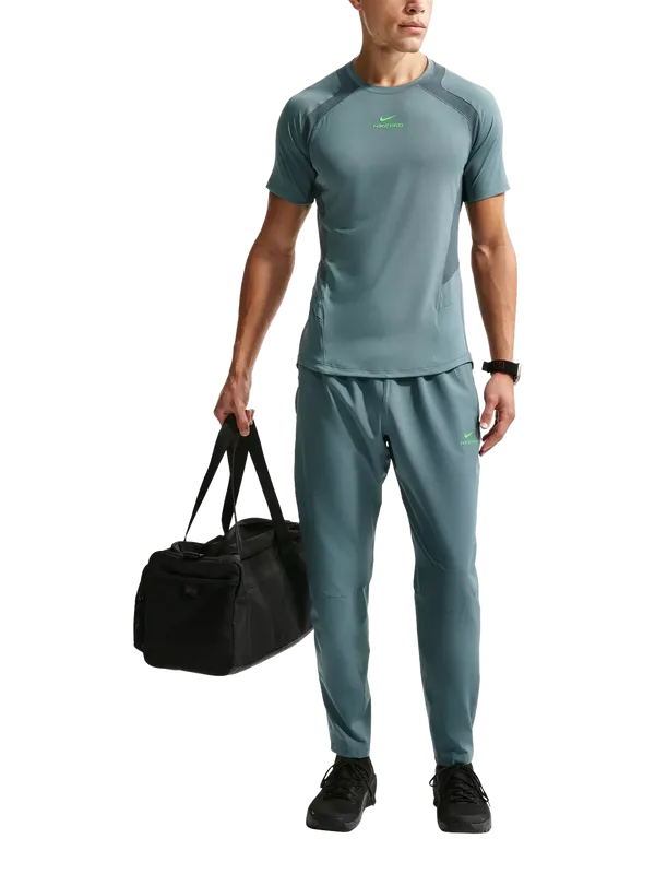 Nike Men's Pro Training Dri Fit Trousers, Slate/Green Strike