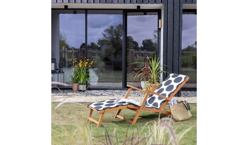 Argos Home Folding Wooden Sun Lounger - Black & White