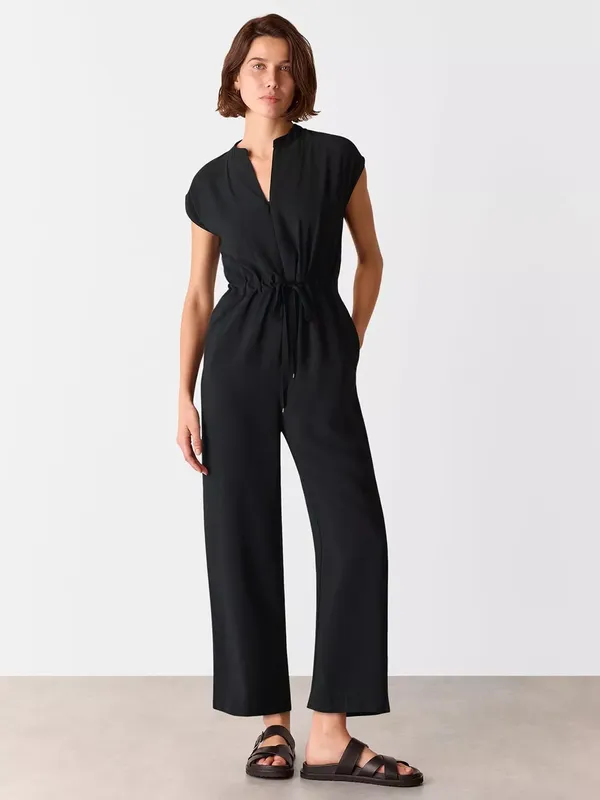 Whistles Sleeveless Drawstring Jumpsuit, Black