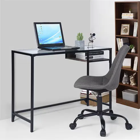 NIL FurnitureR LOQUAT Black and Wooden 100cm Desk with Shelf